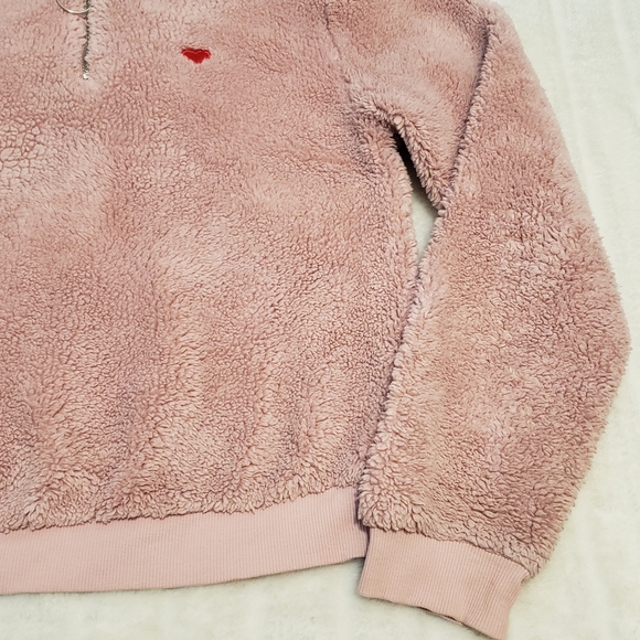 Topshop Pink Fuzzy Teddy 1/4 Zip Sweater - Picture 7 of 16